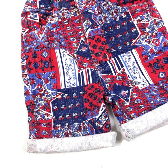 Vtg kids patchwork print jean shorts, Kids vintag… - image 2