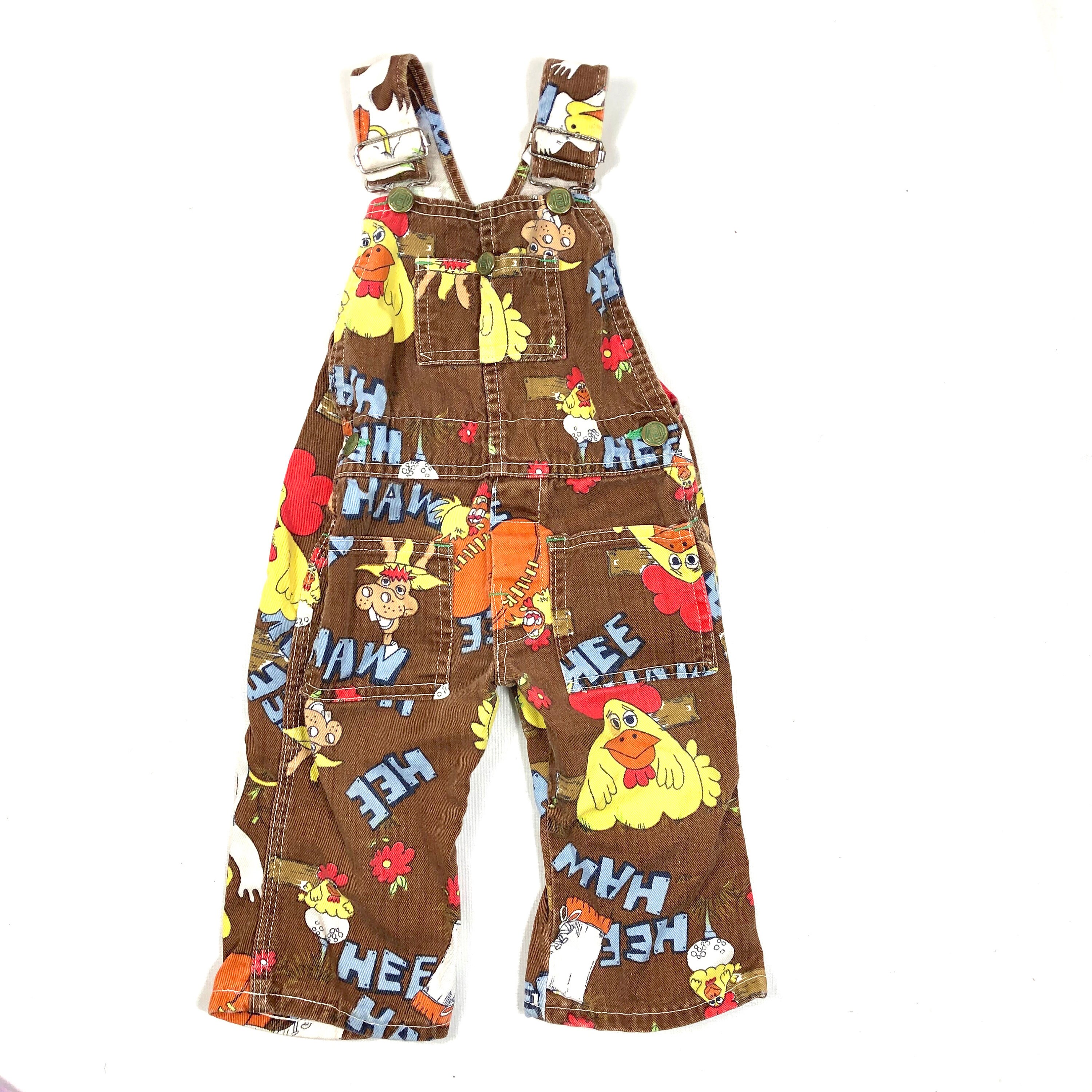 Vintage Kids Liberty Hee-haw Chicken Farm Printed Denim