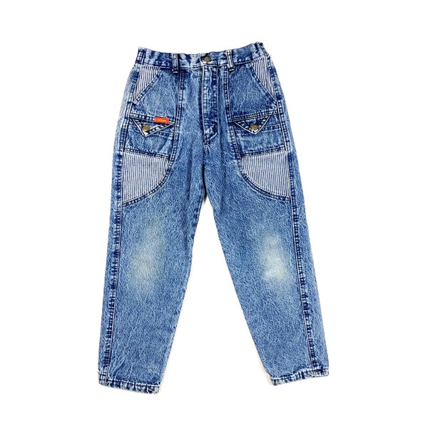 Vtg 80's Stone Wash kids jeans, 80's kids vintage funky streetwear jeans, Size 8/9Y As-IS