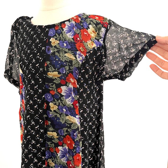 Vintage 90s floral dress, kids rayon short sleeve… - image 4