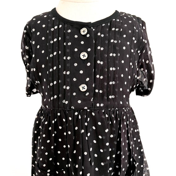 Vintage 90s polka dot dress, kids rayon short sle… - image 2