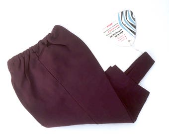 Pantalon Stirrup, aubergine vintage pourenfants violet nylon poly stretch stirrup pant, Français Deadstock vintage purple stretch pants, Taille 18M