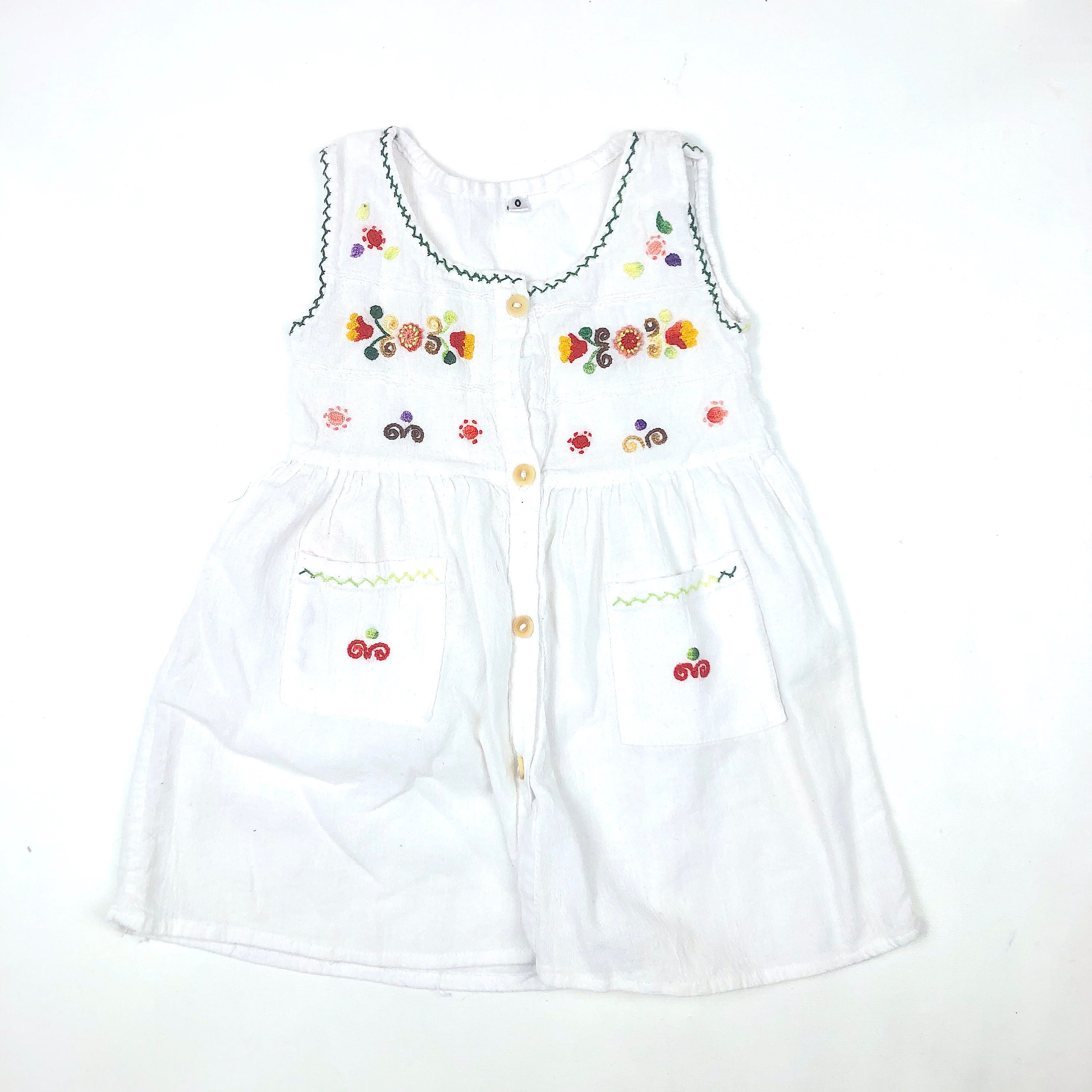 white gauze flowers embroidered dress