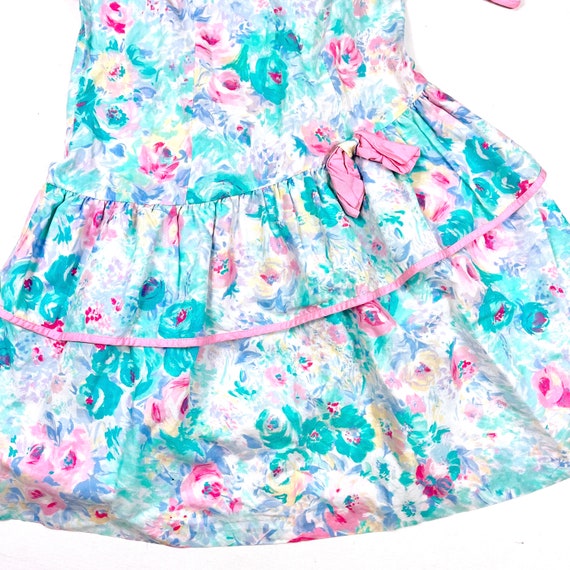 Vintage watercolor floral dress, 80's Vintage gir… - image 8