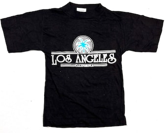 90's Los Angeles souvenir t-shirt, Kids vintage black cotton Los Angeles California  t-shirt, black cotton t-shirt, Size 7/8Y