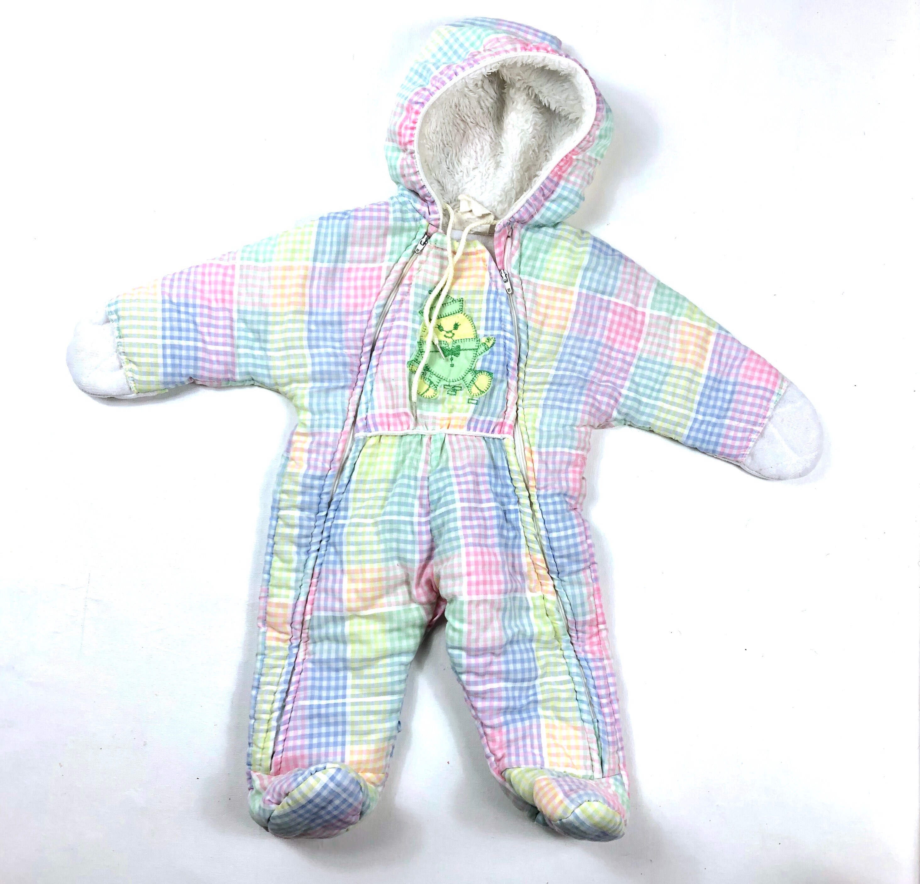 70 S Bunting Suit Vintage Kids 70 S One Piece Snowsuit Pastel Print Snowsuit One Piece Winter Outerwear Size 6m