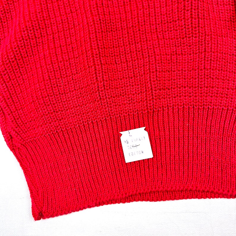 Pull en tricot de coton pour enfants des années 80, pullover côtelé rouge vintage des années 80 Deadstock, taille 3T image 7