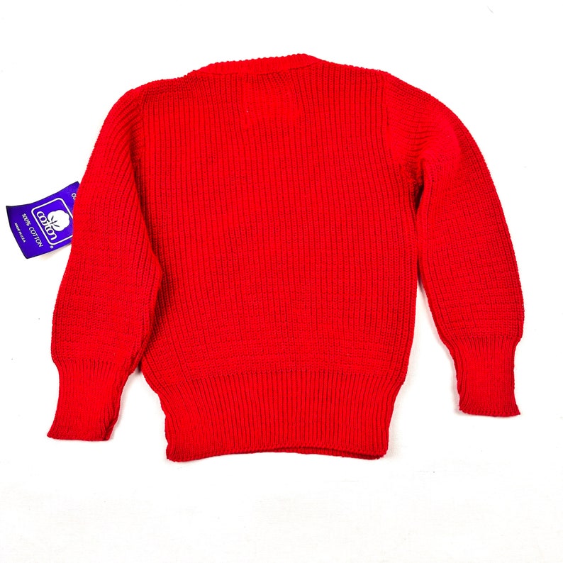 Pull en tricot de coton pour enfants des années 80, pullover côtelé rouge vintage des années 80 Deadstock, taille 3T image 4