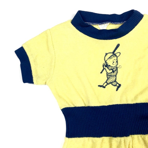 Baseball theme bodysuit, Vintage terry cloth Base… - image 2