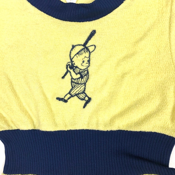 Baseball theme bodysuit, Vintage terry cloth Base… - image 3