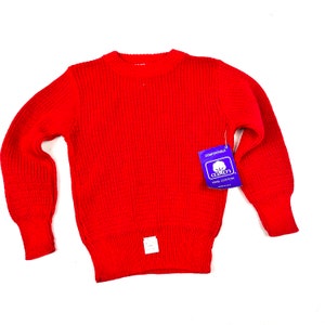 Pull en tricot de coton pour enfants des années 80, pullover côtelé rouge vintage des années 80 Deadstock, taille 3T image 1