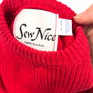 Pull en tricot de coton pour enfants des années 80, pullover côtelé rouge vintage des années 80 Deadstock, taille 3T image 5