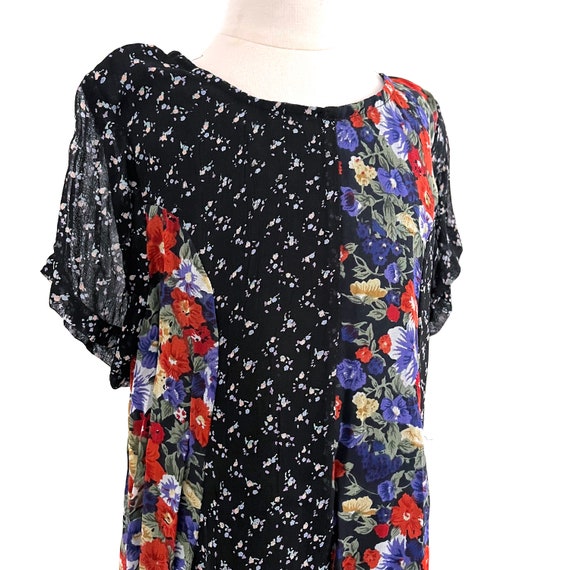 Vintage 90s floral dress, kids rayon short sleeve… - image 2