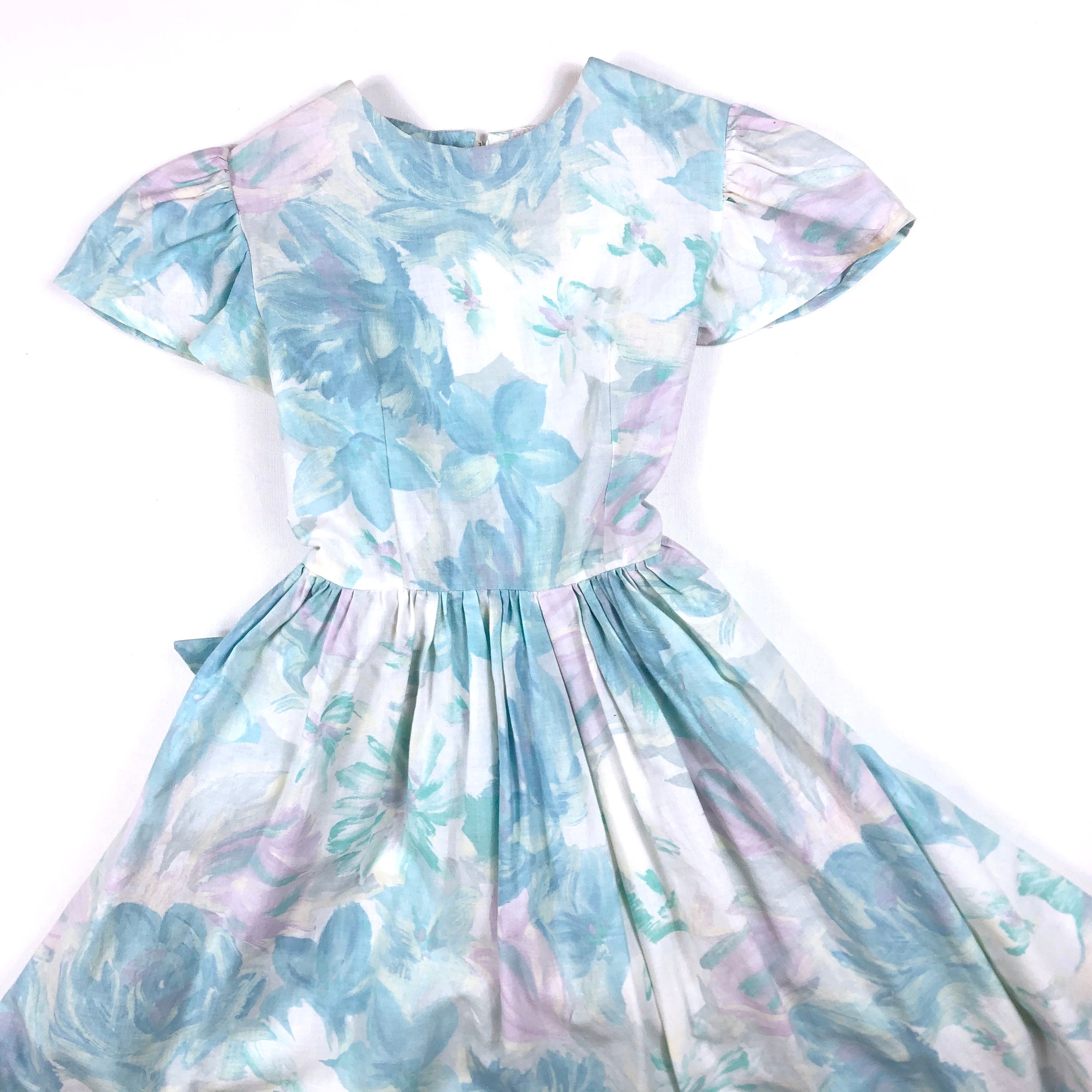 Pastel floral dress, Vintage kids 80s 