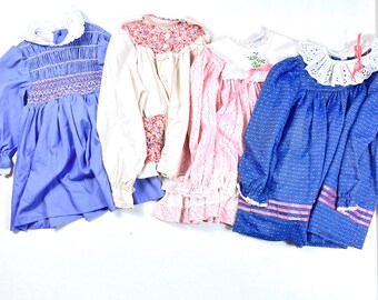 Vintage girls bundle, Vintage mixed toddler items, Vintage dresses, tops bundle, lot of 4 pieces, Fair to play condition, Size 3/4Y
