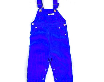 Baby Healthtex corduroy overalls, 70s Baby bright blue cord jumpsuit, Size 12M