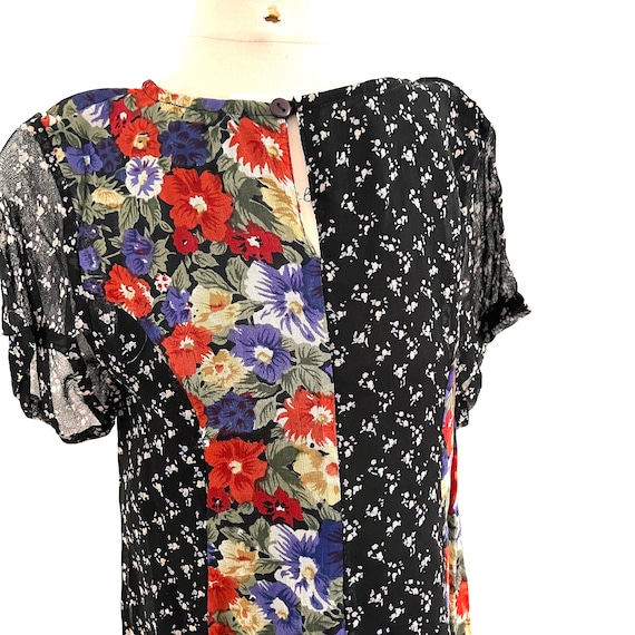 Vintage 90s floral dress, kids rayon short sleeve… - image 7