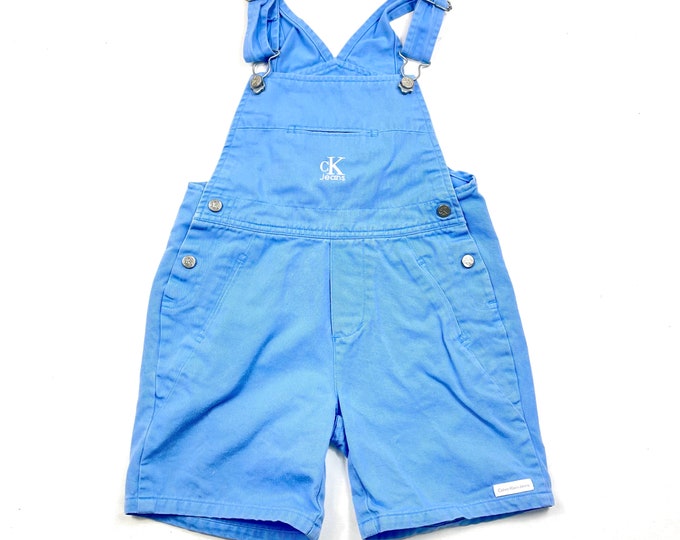 CK jeans kids shortalls, Vintage 90s Calvin Klein short overalls periwinkle blue, Light blue purple short overalls, Size 4/5Y
