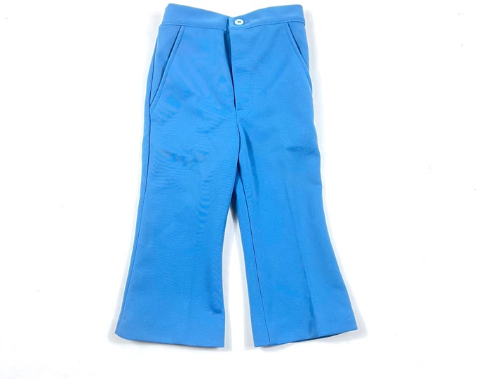 Vtg Kids blue polyester pants, Vintage kids retro bell bottom pant, vintage toddler trouser, Size 2T