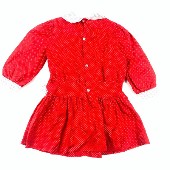 Vtg Smocked dress, Vintage kids red polka dot tun… - image 5