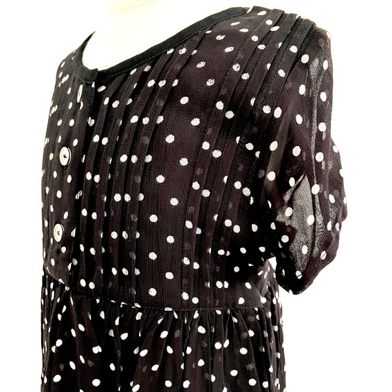 Vintage 90s polka dot dress, kids rayon short sle… - image 5