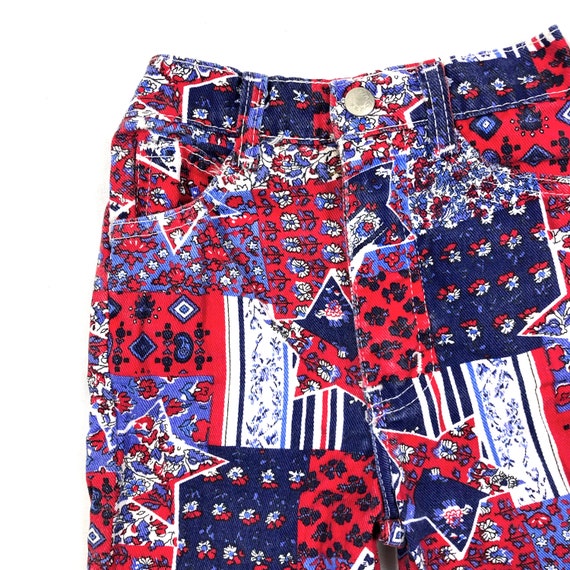 Vtg kids patchwork print jean shorts, Kids vintag… - image 3