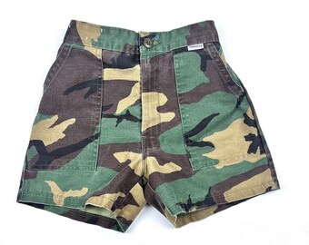 Kids Camouflage shorts, Kids Jr GI army style camo shorts, Cotton Army shorts, Size 10Y