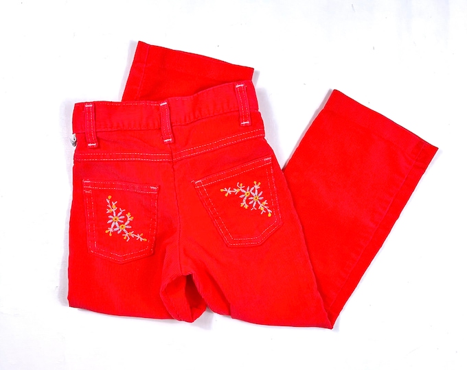 Garanimals pink coral corduroy pants, Vintage Kids 80's solid coral pink trouser pants, vintage 80s corduroy pants, Size 5/6Y