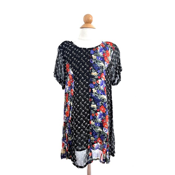 Vintage 90s floral dress, kids rayon short sleeve… - image 1