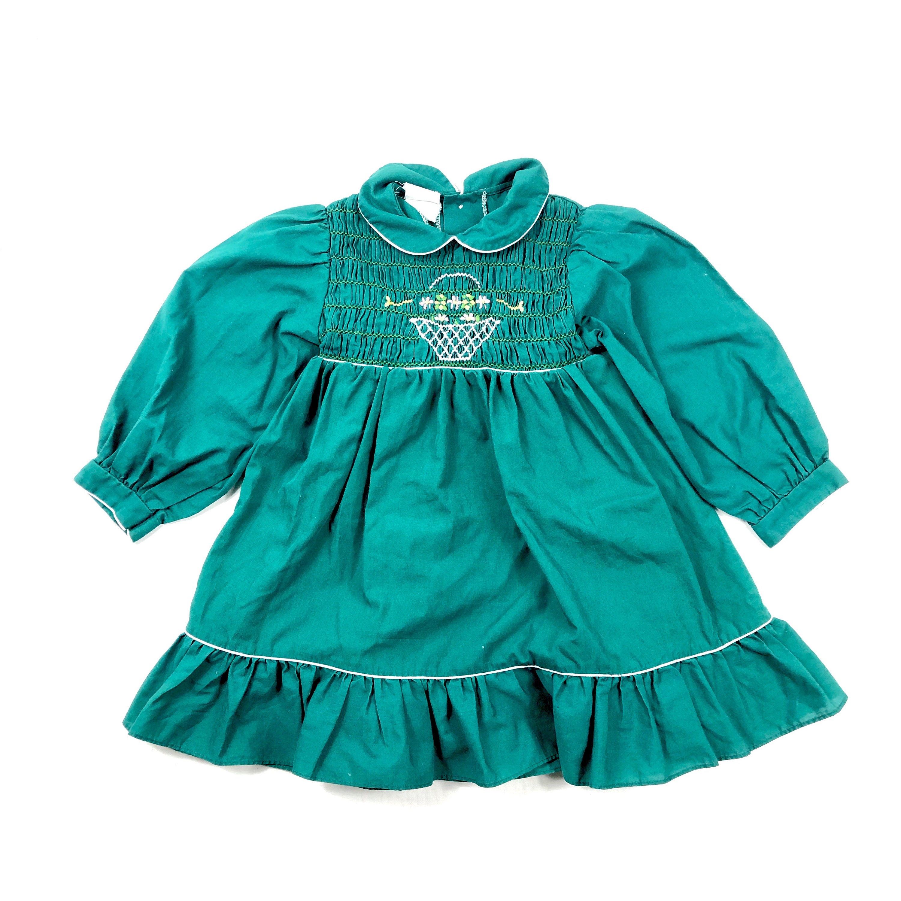 Vtg Girls Smocked Dress Vintage 80s 