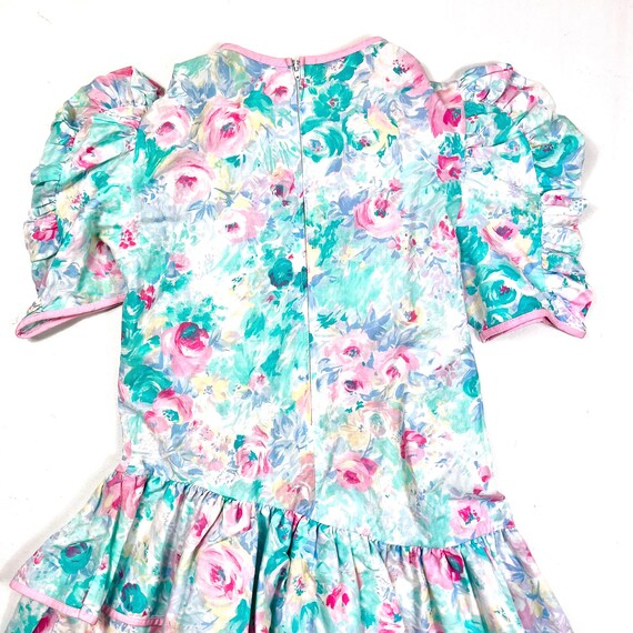 Vintage watercolor floral dress, 80's Vintage gir… - image 6