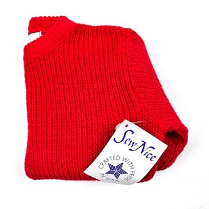 Pull en tricot de coton pour enfants des années 80, pullover côtelé rouge vintage des années 80 Deadstock, taille 3T image 3