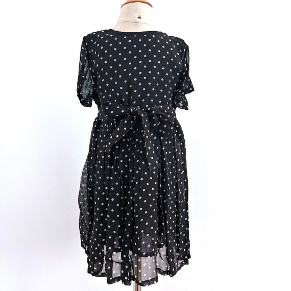 Vintage 90s polka dot dress, kids rayon short sle… - image 8