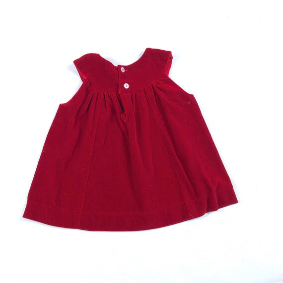 Red velvet jumper dress, Vintage girls red tunic … - image 5