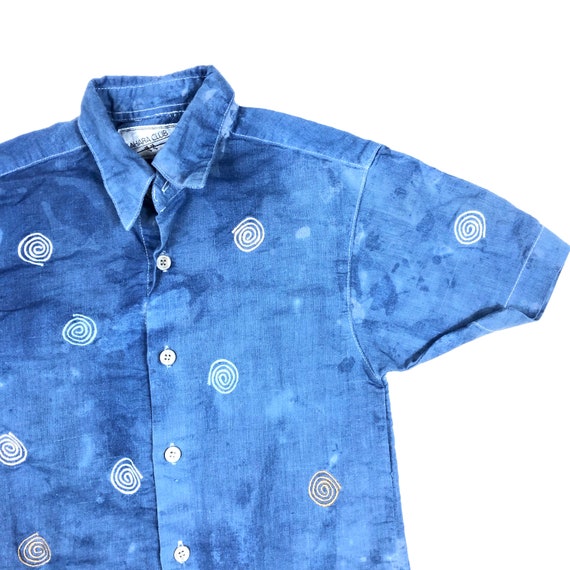 Kids overdyed indigo short sleeve button down shi… - image 2