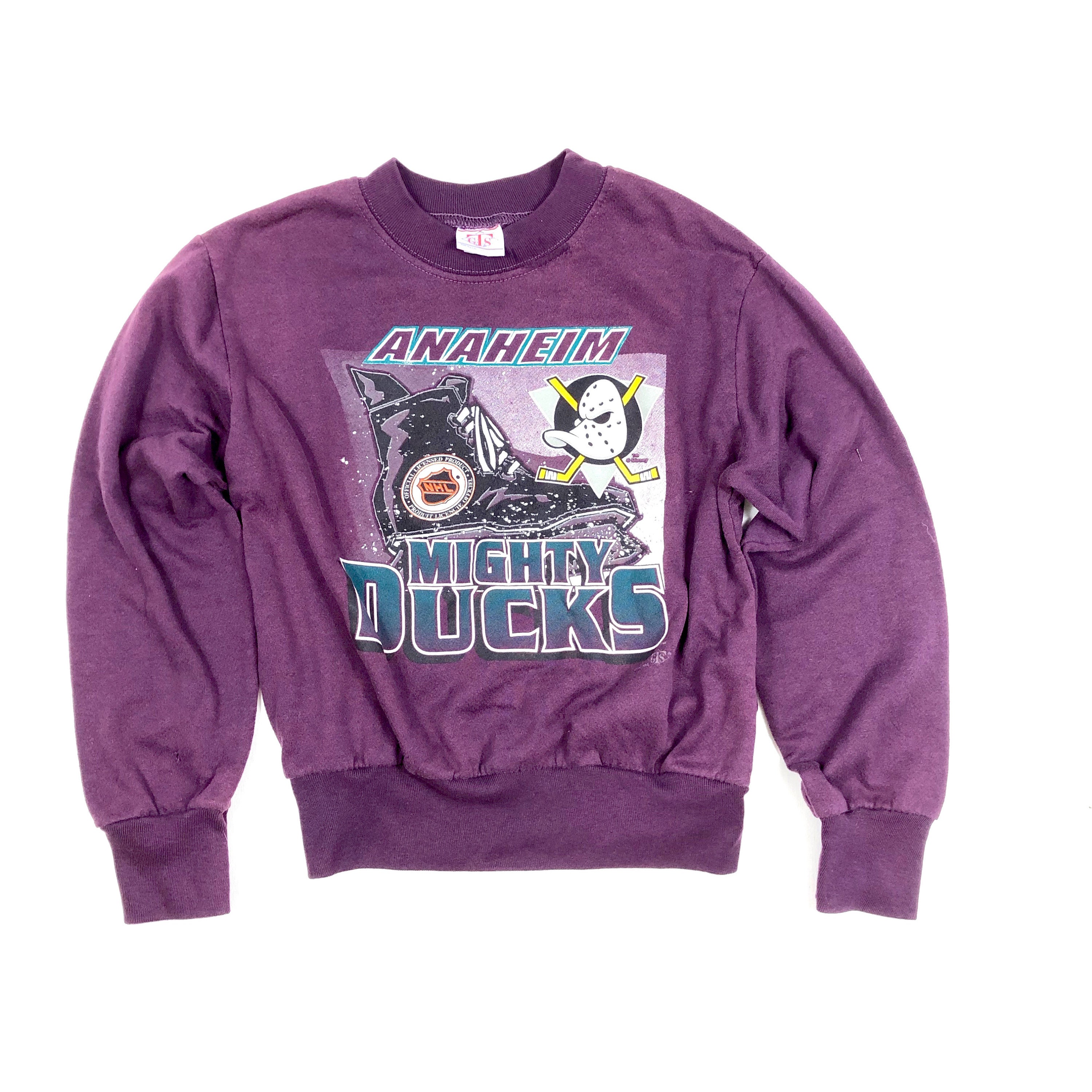 NHL Bruzer Anaheim Mighty Ducks Gray Purple White Men Small Lacer Hoodie  Sweater