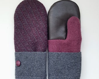 plum leather gloves