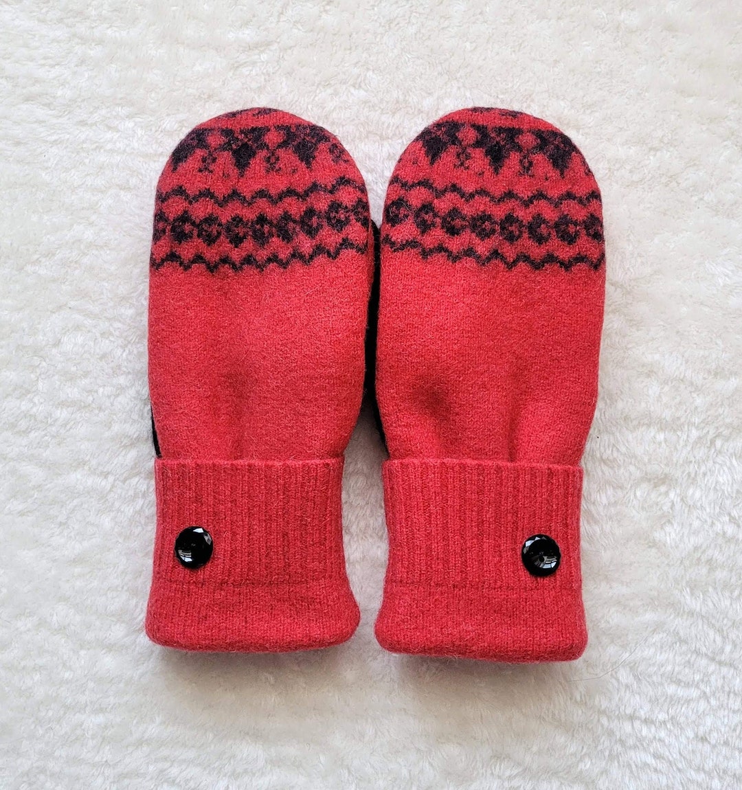 Women's Warm Mittens Made From Repurposed Lambswool and Etsy