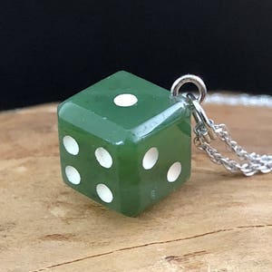 Canadian Nephrite Jade Die Charm - 10mm - Dice - Green Jade - Natural Jade