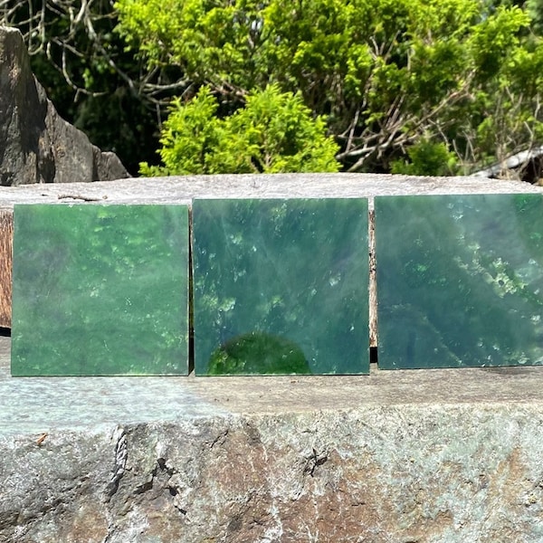 Azulejos de jade nefrita canadiense de 4" x 4" - 100% natural - VENDIDO INDIVIDUALMENTE