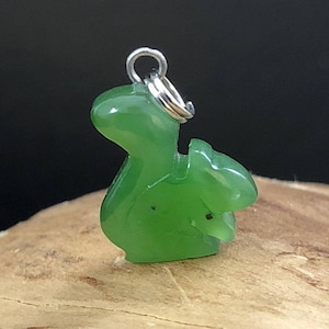 Canadian Nephrite Jade Squirrel Charm Necklace - Authentic Jade- Green Jade - Jade Pendant