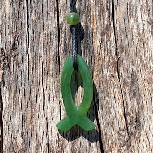 Canadian Nephrite Jade Ichthys Pendant, Jesus Fish, Natural Jade