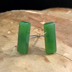 Canadian Nephrite Jade Earrings - Studs - Natural Jade - Earrings - Sterling Silver - Green Jade