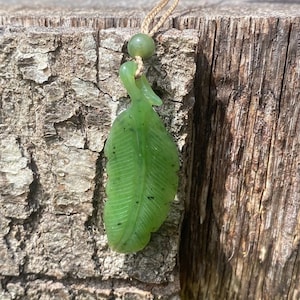 Canadian Nephrite Jade Feather Pendant - Jade Necklace - Green Jade - Authentic Jade - Natural Jade