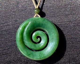 Canadian Nephrite Jade Koru Pendant - Jade Necklace - Authentic Jade - Natural Jade