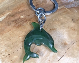 Canadian Nephrite Jade Dolphin Key Chain - Jade Gift - Natural Jade - Authentic Jade -