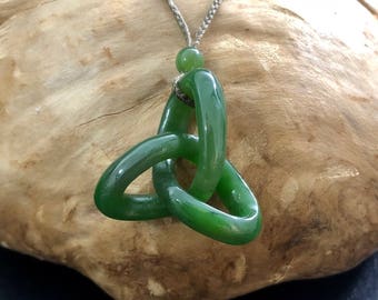 Canadian Nephrite Jade Celtic Pendant - Jade Necklace - Green Jade