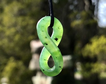 Canadian Nephrite Jade Infinity Twist Pendant - Natural Jade - Jade Necklace