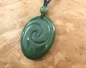 Moana Inspired Koru Pendant - Real Jade - Jade Necklace - Heart of Te Fiti