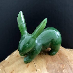 Canadian Nephrite Jade Rabbit Carving - Mulitple Sizes - Jade Figurine - Natural Jade - Green Jade